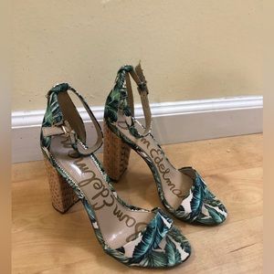 Sam Edelman Yaro Block Heel Palm Print Size 7